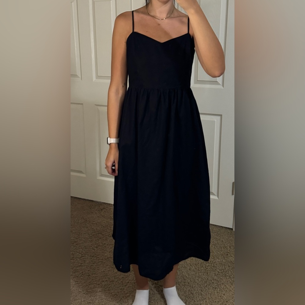 H&M Black Linen Midi Dress